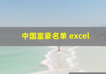 中国富豪名单 excel